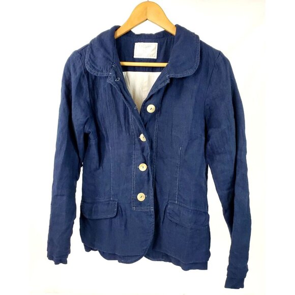 Formidable DAR Women's Navy Blue Linen Handmade Blazer Jacket Shirt Small - Picture 3 of 13